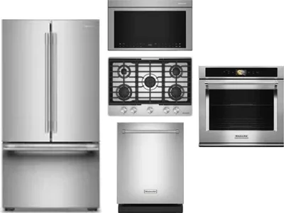 5 Piece Package Includes Refrigerator, Cooktop, Wall Oven, Microwave And Dishwasher