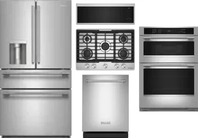 5 Piece Package Includes Refrigerator, Cooktop, Wall Oven, Microwave And Dishwasher
