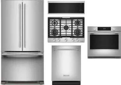 5 Piece Package Includes Refrigerator, Cooktop, Wall Oven, Microwave And Dishwasher