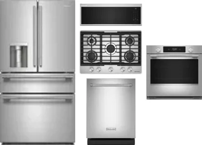 5 Piece Package Includes Refrigerator, Cooktop, Wall Oven, Microwave And Dishwasher