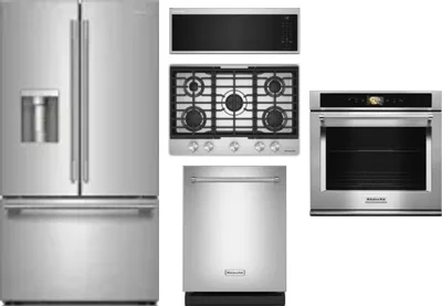 5 Piece Package Includes Refrigerator, Cooktop, Wall Oven, Microwave And Dishwasher