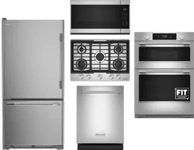 5 Piece Package Includes Refrigerator, Cooktop, Wall Oven, Microwave And Dishwasher