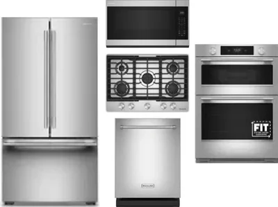 5 Piece Package Includes Refrigerator, Cooktop, Wall Oven, Microwave And Dishwasher