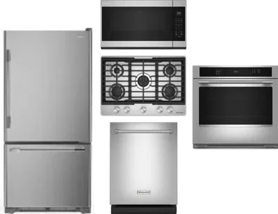 5 Piece Package Includes Refrigerator, Cooktop, Wall Oven, Microwave And Dishwasher
