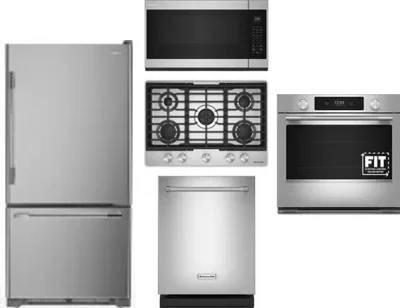 5 Piece Package Includes Refrigerator, Cooktop, Wall Oven, Microwave And Dishwasher