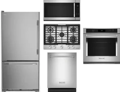 5 Piece Package Includes Refrigerator, Cooktop, Wall Oven, Microwave And Dishwasher