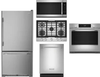 5 Piece Package Includes Refrigerator, Cooktop, Wall Oven, Microwave And Dishwasher