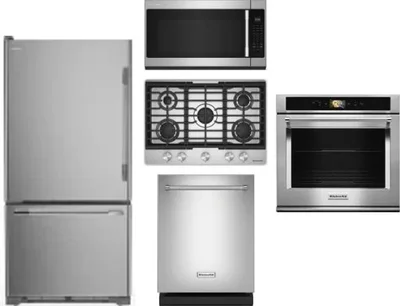 5 Piece Package Includes Refrigerator, Cooktop, Wall Oven, Microwave And Dishwasher