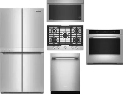 5 Piece Package Includes Refrigerator, Cooktop, Wall Oven, Microwave And Dishwasher