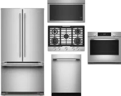 5 Piece Package Includes Refrigerator, Cooktop, Wall Oven, Microwave And Dishwasher
