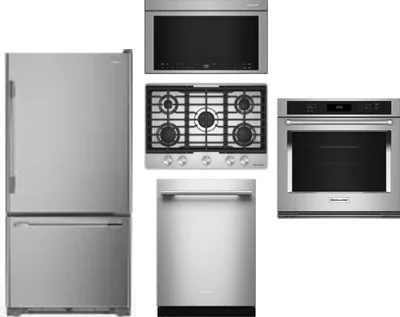 5 Piece Package Includes Refrigerator, Cooktop, Wall Oven, Microwave And Dishwasher