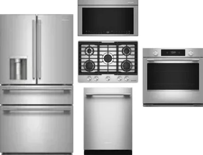 5 Piece Package Includes Refrigerator, Cooktop, Wall Oven, Microwave And Dishwasher