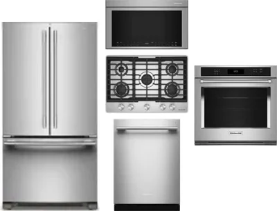 5 Piece Package Includes Refrigerator, Cooktop, Wall Oven, Microwave And Dishwasher