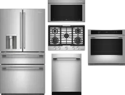 5 Piece Package Includes Refrigerator, Cooktop, Wall Oven, Microwave And Dishwasher