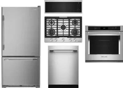 5 Piece Package Includes Refrigerator, Cooktop, Wall Oven, Microwave And Dishwasher