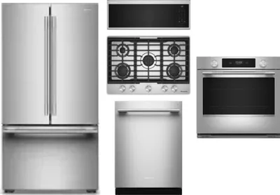 5 Piece Package Includes Refrigerator, Cooktop, Wall Oven, Microwave And Dishwasher