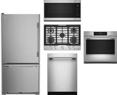 5 Piece Package Includes Refrigerator, Cooktop, Wall Oven, Microwave And Dishwasher