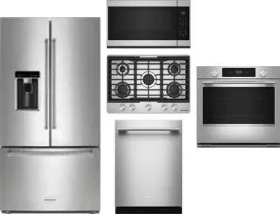 5 Piece Package Includes Refrigerator, Cooktop, Wall Oven, Microwave And Dishwasher