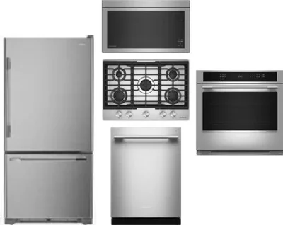 5 Piece Package Includes Refrigerator, Cooktop, Wall Oven, Microwave And Dishwasher