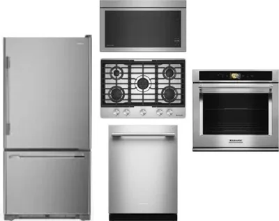 5 Piece Package Includes Refrigerator, Cooktop, Wall Oven, Microwave And Dishwasher