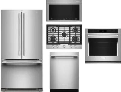 5 Piece Package Includes Refrigerator, Cooktop, Wall Oven, Microwave And Dishwasher