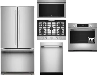 5 Piece Package Includes Refrigerator, Cooktop, Wall Oven, Microwave And Dishwasher