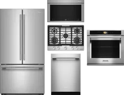 5 Piece Package Includes Refrigerator, Cooktop, Wall Oven, Microwave And Dishwasher