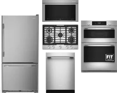 5 Piece Package Includes Refrigerator, Cooktop, Wall Oven, Microwave And Dishwasher