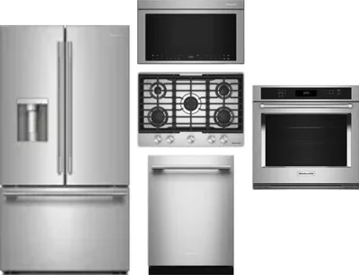 5 Piece Package Includes Refrigerator, Cooktop, Wall Oven, Microwave And Dishwasher