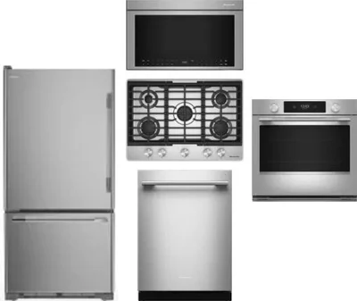 5 Piece Package Includes Refrigerator, Cooktop, Wall Oven, Microwave And Dishwasher