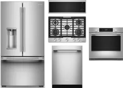 5 Piece Package Includes Refrigerator, Cooktop, Wall Oven, Microwave And Dishwasher