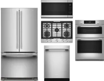 5 Piece Package Includes Refrigerator, Cooktop, Wall Oven, Microwave And Dishwasher