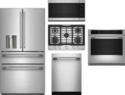 5 Piece Package Includes Refrigerator, Cooktop, Wall Oven, Microwave And Dishwasher