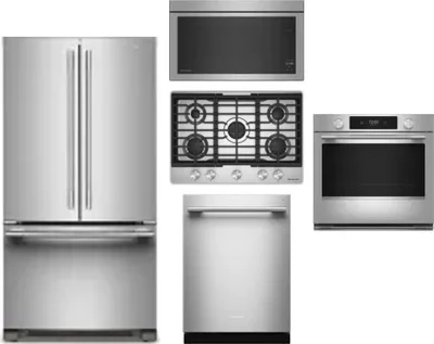 5 Piece Package Includes Refrigerator, Cooktop, Wall Oven, Microwave And Dishwasher