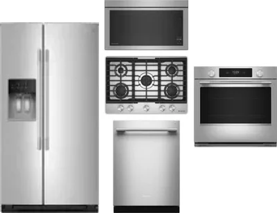5 Piece Package Includes Refrigerator, Cooktop, Wall Oven, Microwave And Dishwasher