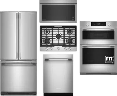 5 Piece Package Includes Refrigerator, Cooktop, Wall Oven, Microwave And Dishwasher
