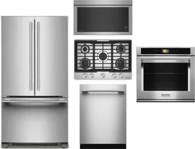 5 Piece Package Includes Refrigerator, Cooktop, Wall Oven, Microwave And Dishwasher