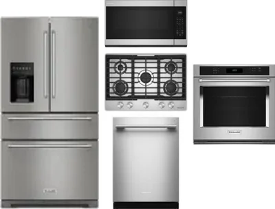 5 Piece Package Includes Refrigerator, Cooktop, Wall Oven, Microwave And Dishwasher