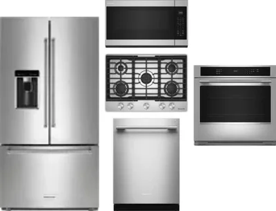 5 Piece Package Includes Refrigerator, Cooktop, Wall Oven, Microwave And Dishwasher
