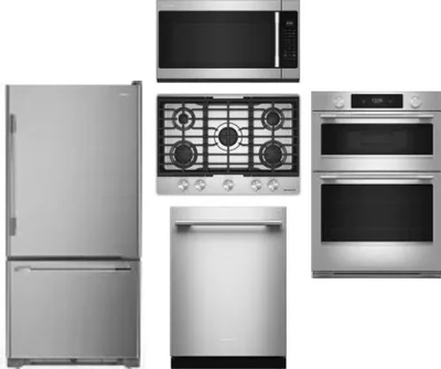 5 Piece Package Includes Refrigerator, Cooktop, Wall Oven, Microwave And Dishwasher