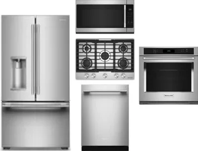 5 Piece Package Includes Refrigerator, Cooktop, Wall Oven, Microwave And Dishwasher