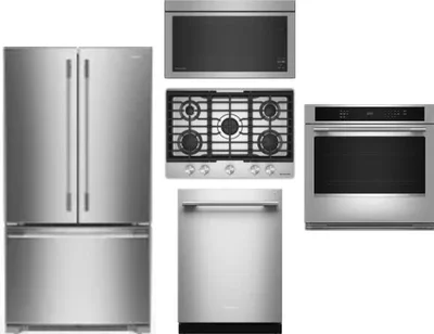 5 Piece Package Includes Refrigerator, Cooktop, Wall Oven, Microwave And Dishwasher
