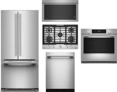 5 Piece Package Includes Refrigerator, Cooktop, Wall Oven, Microwave And Dishwasher