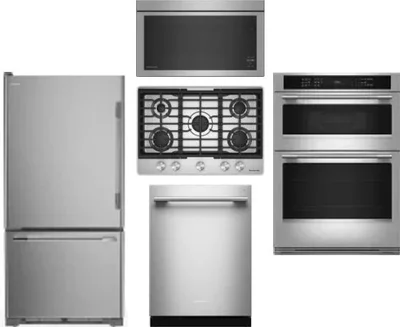 5 Piece Package Includes Refrigerator, Cooktop, Wall Oven, Microwave And Dishwasher