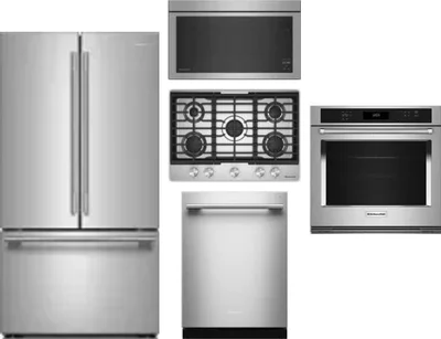 5 Piece Package Includes Refrigerator, Cooktop, Wall Oven, Microwave And Dishwasher