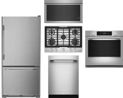 5 Piece Package Includes Refrigerator, Cooktop, Wall Oven, Microwave And Dishwasher