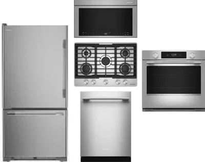 5 Piece Package Includes Refrigerator, Cooktop, Wall Oven, Microwave And Dishwasher