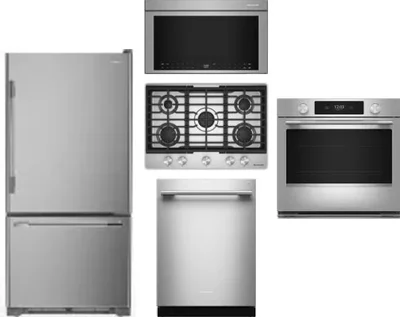5 Piece Package Includes Refrigerator, Cooktop, Wall Oven, Microwave And Dishwasher