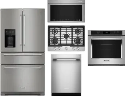 5 Piece Package Includes Refrigerator, Cooktop, Wall Oven, Microwave And Dishwasher
