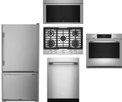 5 Piece Package Includes Refrigerator, Cooktop, Wall Oven, Microwave And Dishwasher